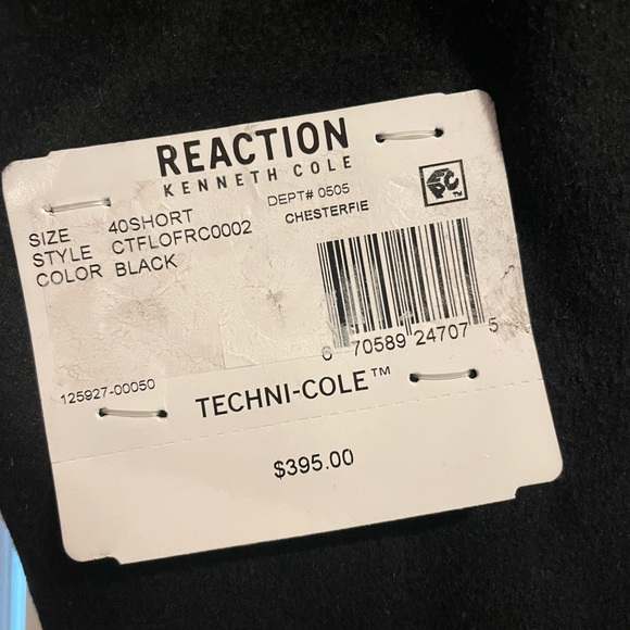 Men’s Kenneth Cole Black Wool Coat 40s Medium - Picture 3 of 5